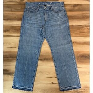 J.Crew 84 Straight Womens Jeans Size 34 Light Wash Denim Distressed Hem Casual